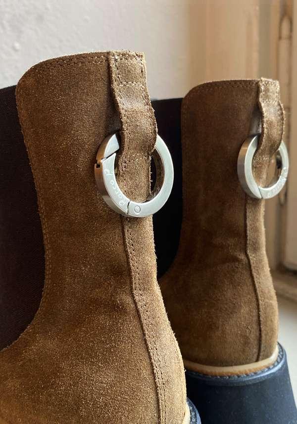 Rose & Lini ROCCO P. “TRONCHETTO 15630” SUEDE CARAMEL ANKLE BOOTS Nuovo