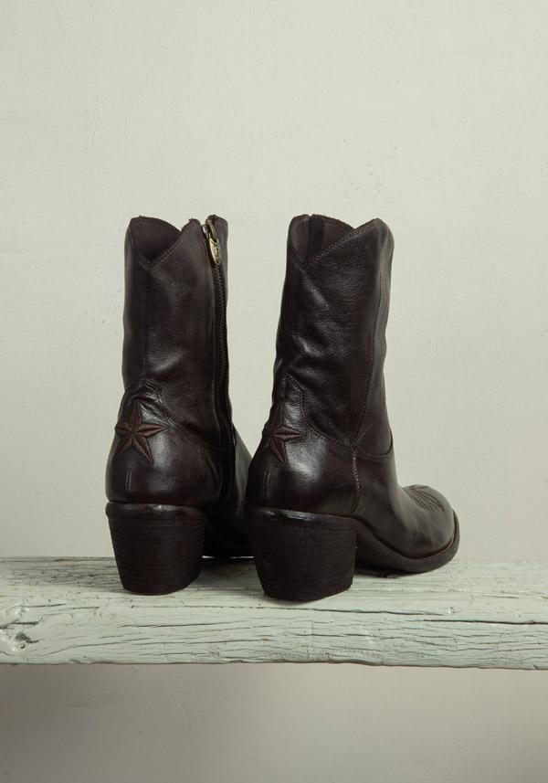 Rose & Lini FAUZIAN JEUNESSE “IGNIS” EBONY LEATHER TEXAS BOOT Qualità