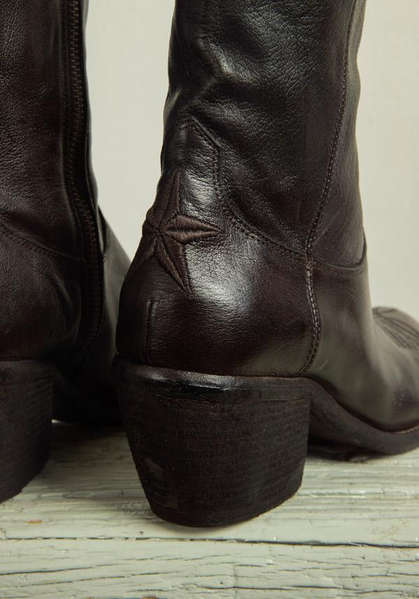 Rose & Lini FAUZIAN JEUNESSE “IGNIS” EBONY LEATHER TEXAS BOOT Qualità