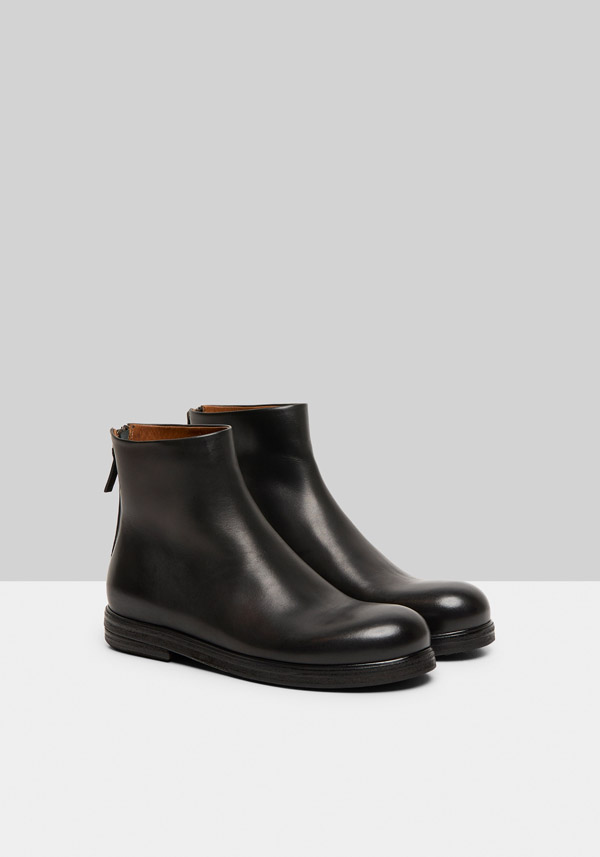 Rose & Lini MARSÈLL “ZUCCA ZEPPA” BLACK LEATHER ANKLE BOOTS Spedizione Gratuita