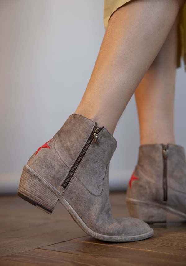 Rose & Lini FAUZIAN JEUNESSE “BOOT 3205” CORK SUEDE TEXAN ANKLE BOOTS Qualità Garantita