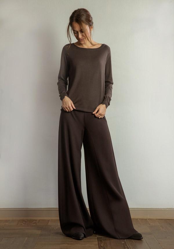 Rose & Lini STEFANO MORTARI WOOL FLARE “PANTS 5235” BROWN Promozione Limitata