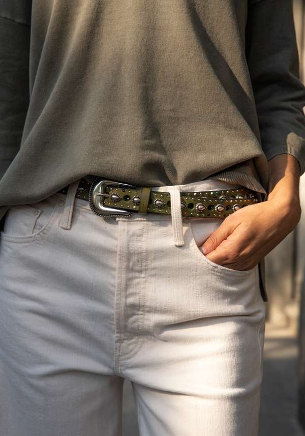 Rose & Lini NANNI MILITARY STUDDED LEATHER “BELT 336” Shopping Online