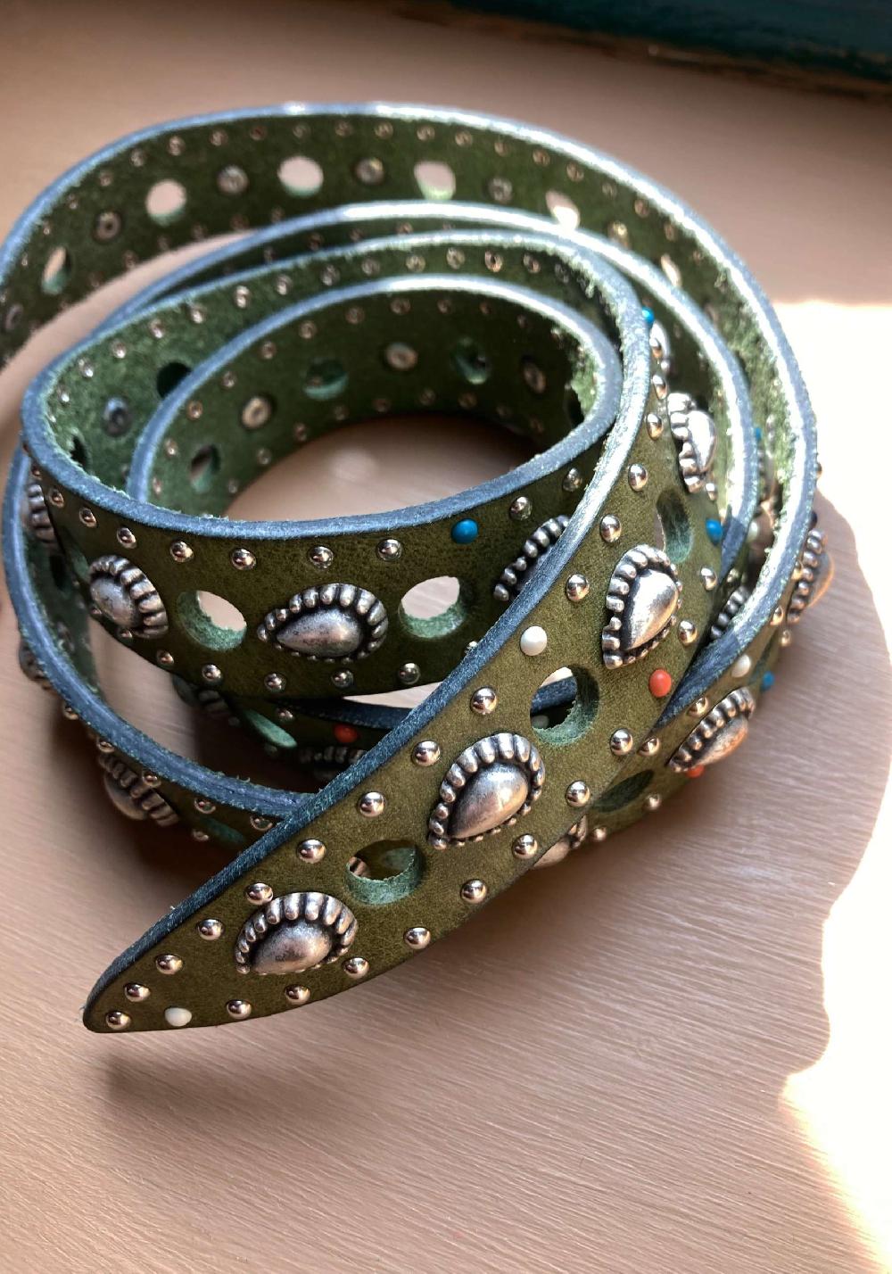 Rose & Lini NANNI MILITARY STUDDED LEATHER “BELT 336” Shopping Online
