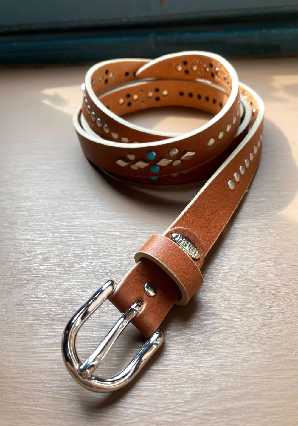 Rose & Lini NANNI GINGER STUDDED LEATHER “BELT 343” Prezzo Ridotto