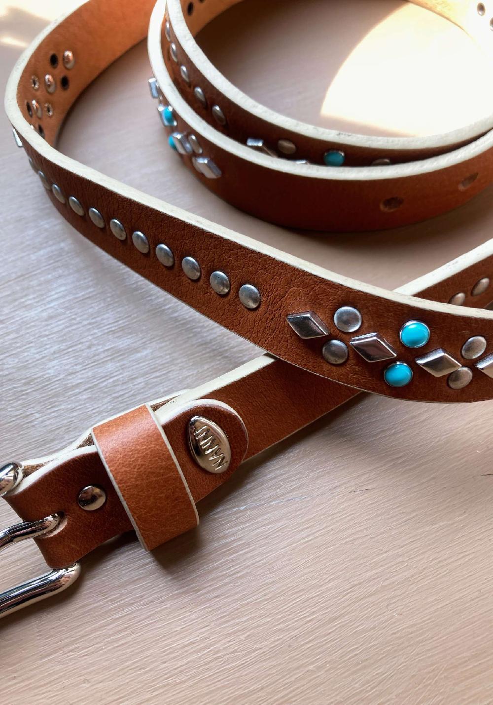 Rose & Lini NANNI GINGER STUDDED LEATHER “BELT 343” Prezzo Ridotto