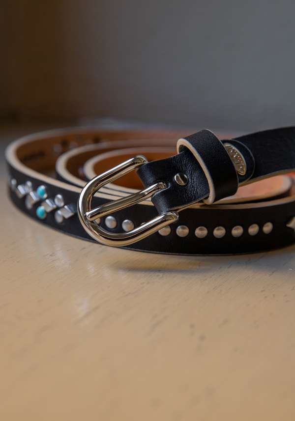 Rose & Lini NANNI BLACK STUDDED LEATHER “BELT 343” Convenienza