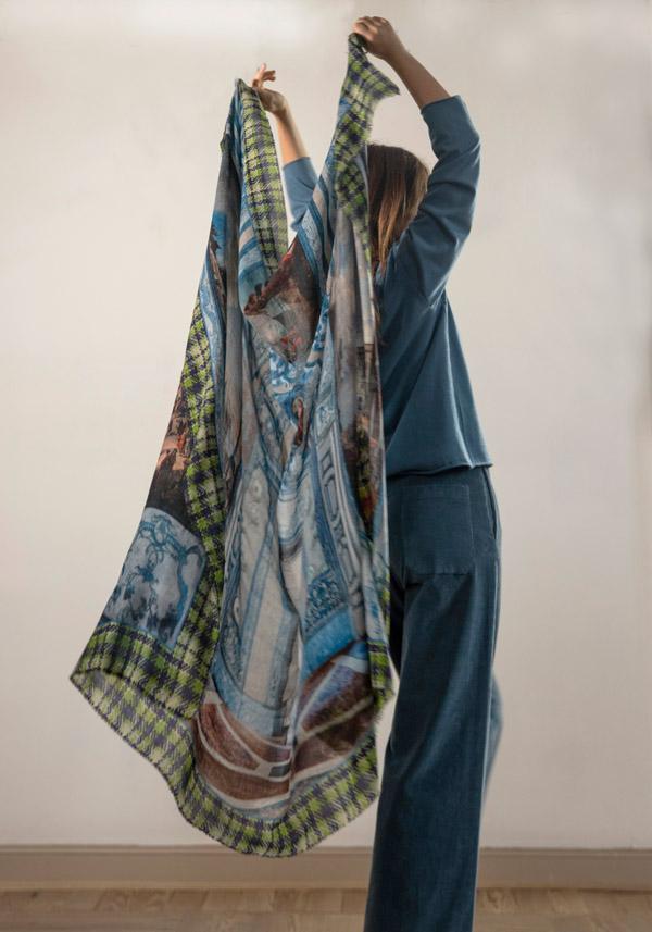 Rose & Lini FALIERO SARTI WOOL & CASHMERE “COFFEE HOUSE ROME” MULTICOLOR SCARF 2025