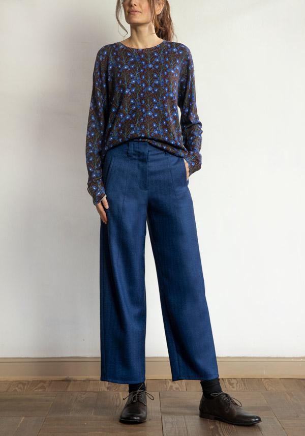 Rose & Lini BARBARA TANI WOOL “PANTS 462 LANA” BLUE Fino al 65% di sconto