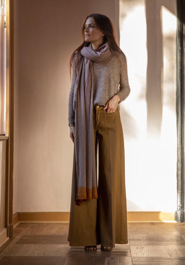 Rose & Lini MIRROR IN THE SKY CASHMERE “MIRROR MELANGE DIP DYE” EARTHY SHAWL Negozi Online