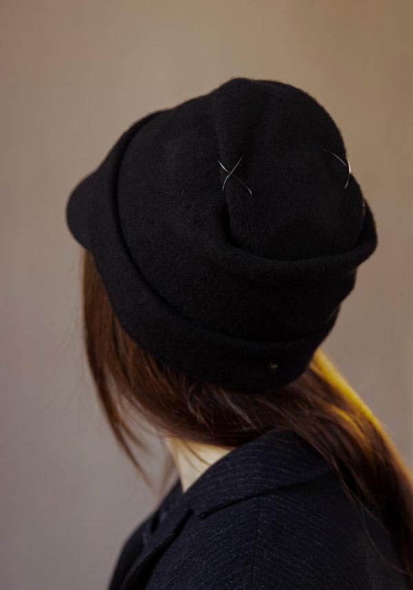 Rose & Lini YESEY “MINI FBI” BLACK WOOL HAT Prezzo Ridotto