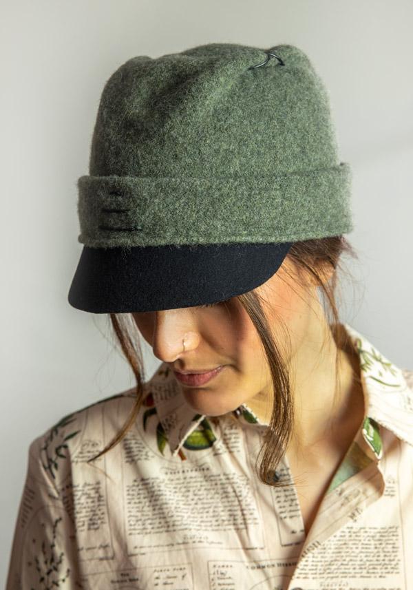 Rose & Lini YESEY “MINI FBI” GREEN WOOL HAT Sottocosto