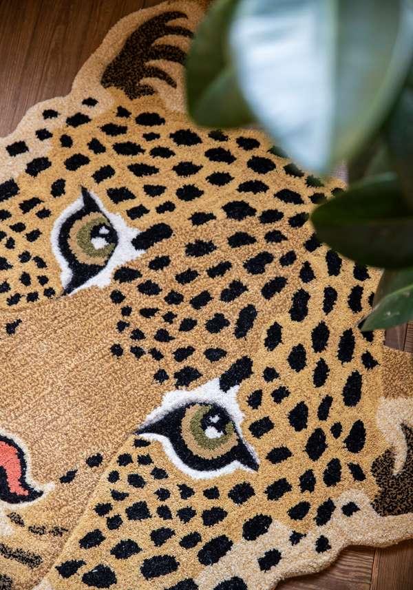 Rose & Lini DOING GOODS “HIMANI LEOPARD HEAD” LARGE RUG Vendita Economica