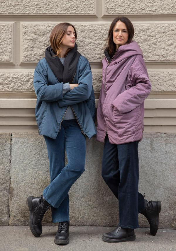 Rose & Lini KIMONORAIN REVERSIBLE “BASIC” JACKET LEAD & BLACK Saldi Di Fabbrica