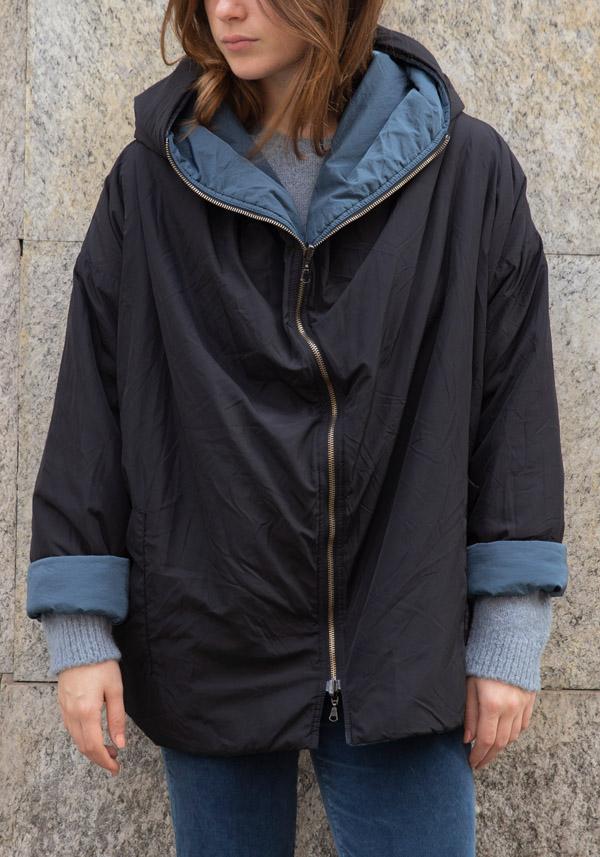 Rose & Lini KIMONORAIN REVERSIBLE “BASIC” JACKET LEAD & BLACK Saldi Di Fabbrica