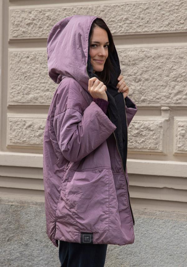 Rose & Lini KIMONORAIN REVERSIBLE “BASIC” JACKET POWDER & BLACK I Più Venduti