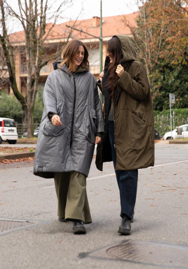 Rose & Lini KIMONORAIN REVERSIBLE “DUST COAT” GREY & GREEN Vendite Flash