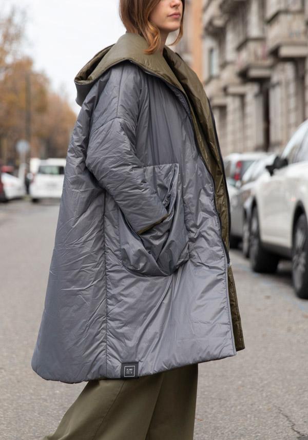 Rose & Lini KIMONORAIN REVERSIBLE “DUST COAT” GREY & GREEN Vendite Flash