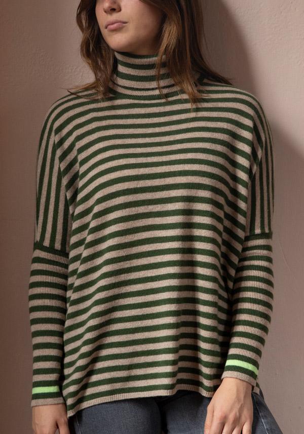 Rose & Lini ABSOLUT CASHMERE “PONCHO JOANNA” STRIPES In Linea