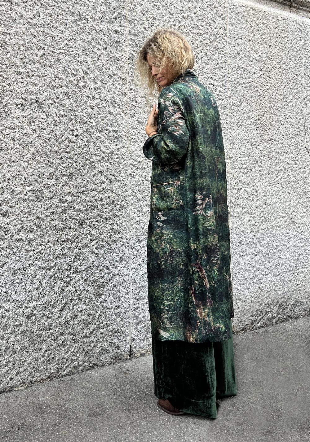 Rose & Lini BOKJA SILK “ROBE” REVERSIBLE GARDEN KIMONO Nuovo