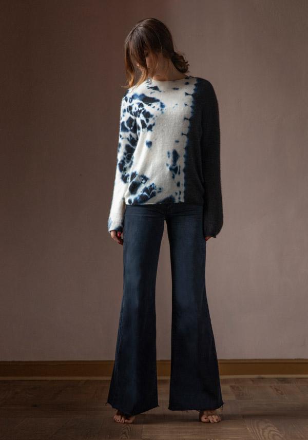 Rose & Lini SUZUSAN CASHMERE “PULL 3028” BLACK & NATURAL Pezzi Unici