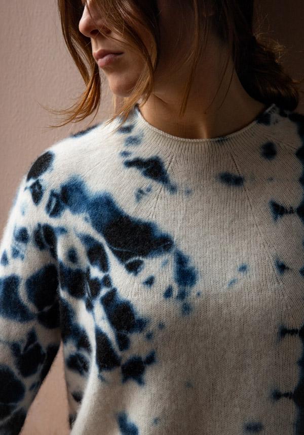 Rose & Lini SUZUSAN CASHMERE “PULL 3028” BLACK & NATURAL Pezzi Unici