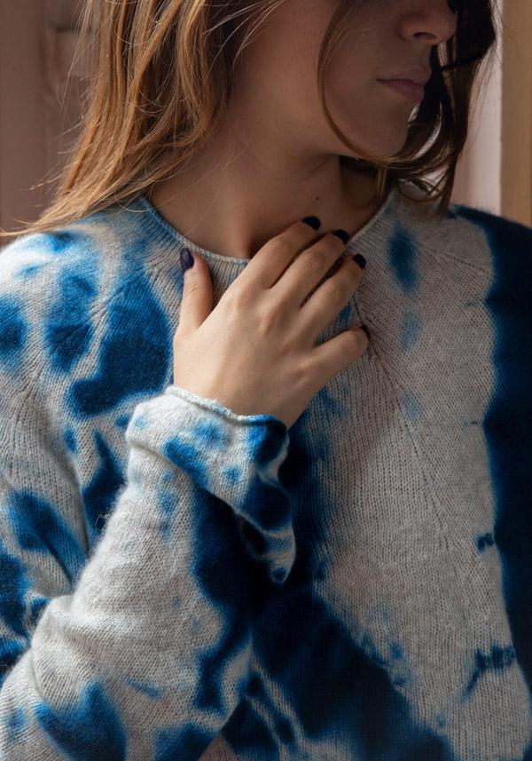 Rose & Lini SUZUSAN CASHMERE “PULL 3028” BLUE & GREY Soddisfazione Garantita