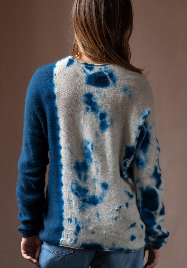 Rose & Lini SUZUSAN CASHMERE “PULL 3028” BLUE & GREY Soddisfazione Garantita