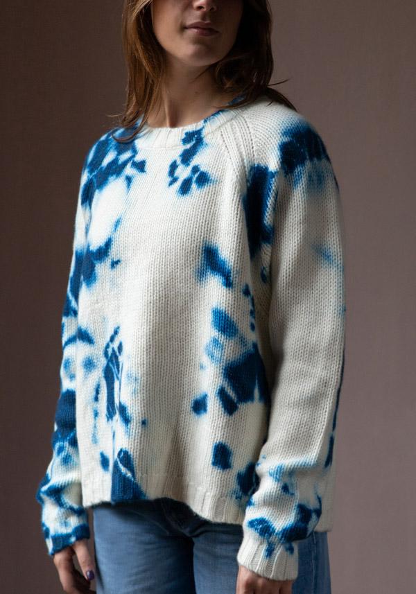 Rose & Lini SUZUSAN CASHMERE “PULL 3083” BLUE & NATURAL Negozi Online