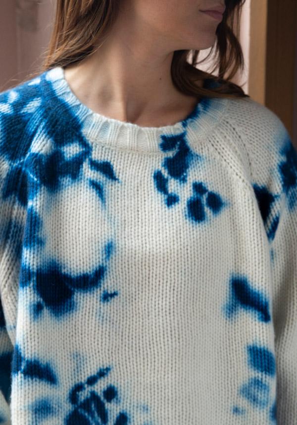 Rose & Lini SUZUSAN CASHMERE “PULL 3083” BLUE & NATURAL Negozi Online