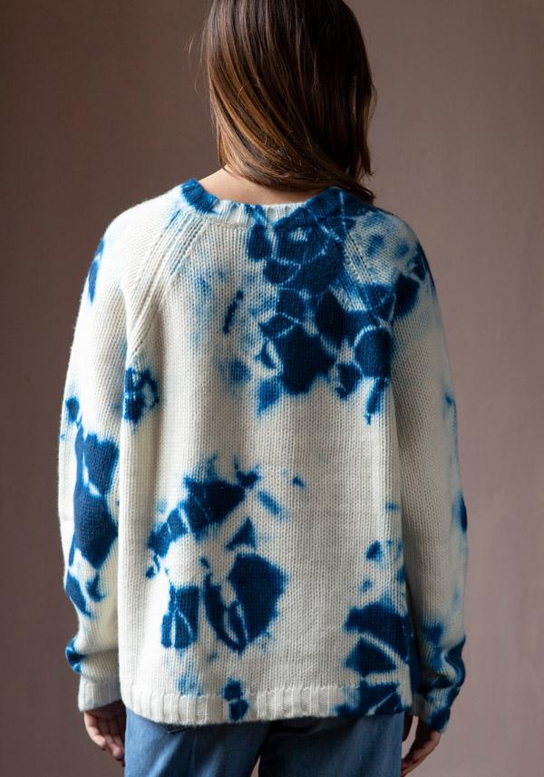 Rose & Lini SUZUSAN CASHMERE “PULL 3083” BLUE & NATURAL Negozi Online