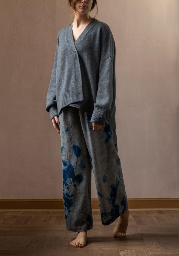 Rose & Lini SUZUSAN WOOL & CASHMER “PANTS 5041” BLUE & BLACK Consegna Veloce