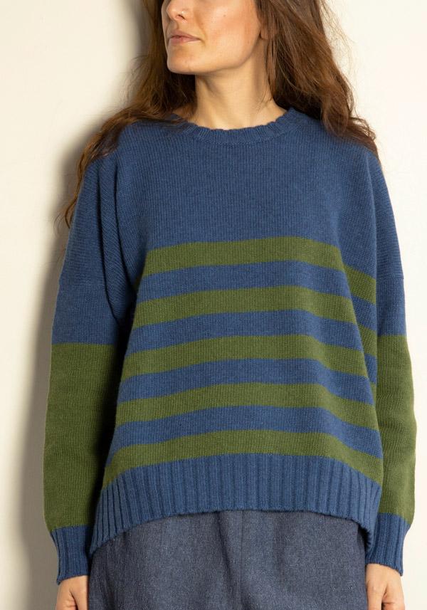 Rose & Lini MARCHÉ DES PALMIERS WOOL “GINEVRINA” STRIPED PULL BAKIR & VILS Prezzo Ridotto