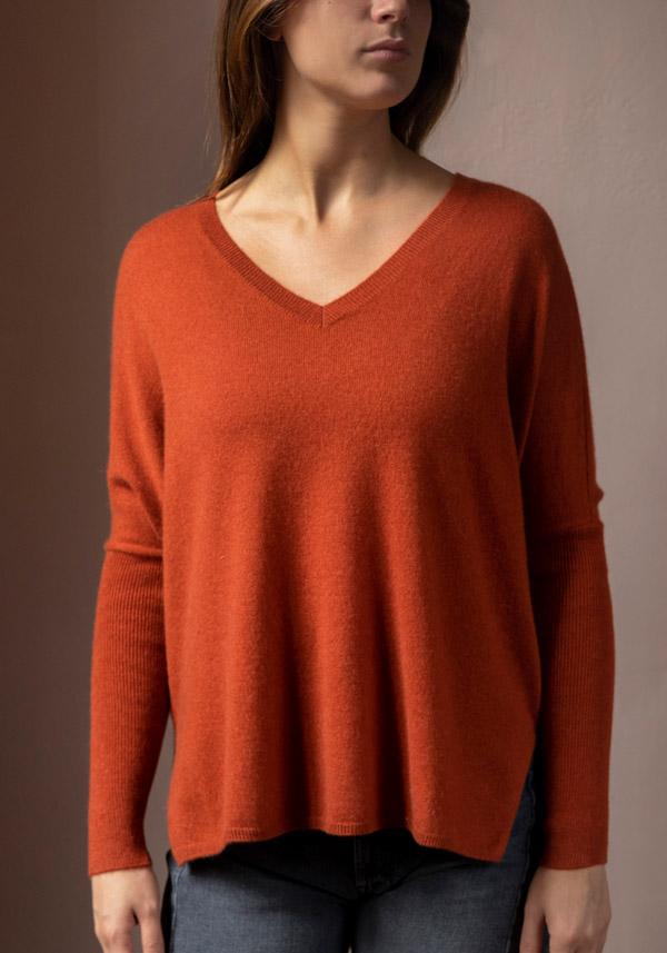 Rose & Lini ABSOLUT CASHMERE “PONCHO CAMILLE” CINNAMON Sconto