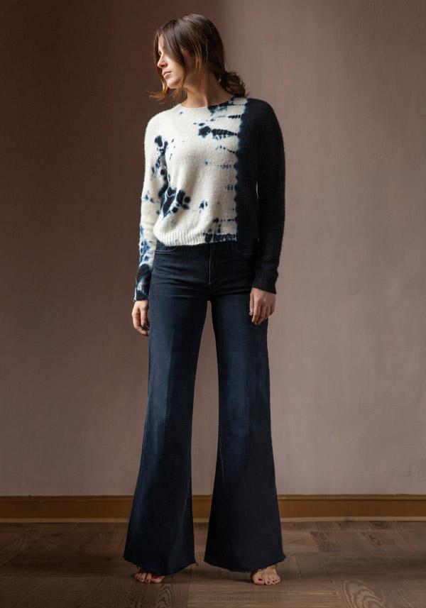 Rose & Lini SUZUSAN CASHMERE “PULL 3027” BLACK & NATURAL Offerta