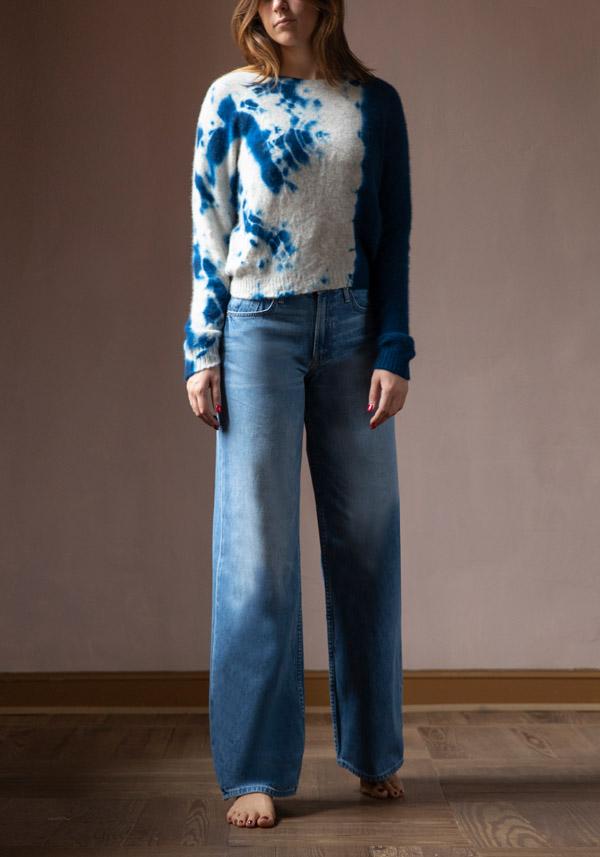 Rose & Lini SUZUSAN CASHMERE “PULL 3027” BLUE & GREY Economico