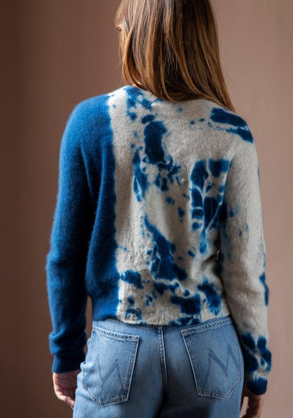 Rose & Lini SUZUSAN CASHMERE “PULL 3027” BLUE & GREY Economico