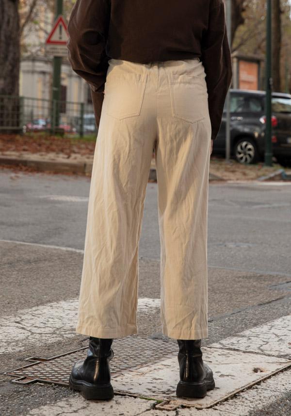 Rose & Lini RISA NAKAMURA COTTON “TROUSERS D” WHITE In Vendita