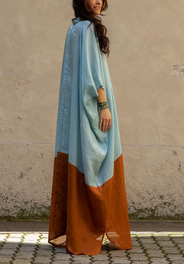 Rose & Lini THE ROSE IBIZA SILK “TUNICA BICOLOR” SKY & GINGER Saldi