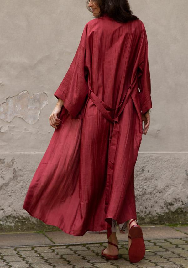 Rose & Lini THE ROSE IBIZA SILK “GOWN KIMONO” BRICK RED Offerte