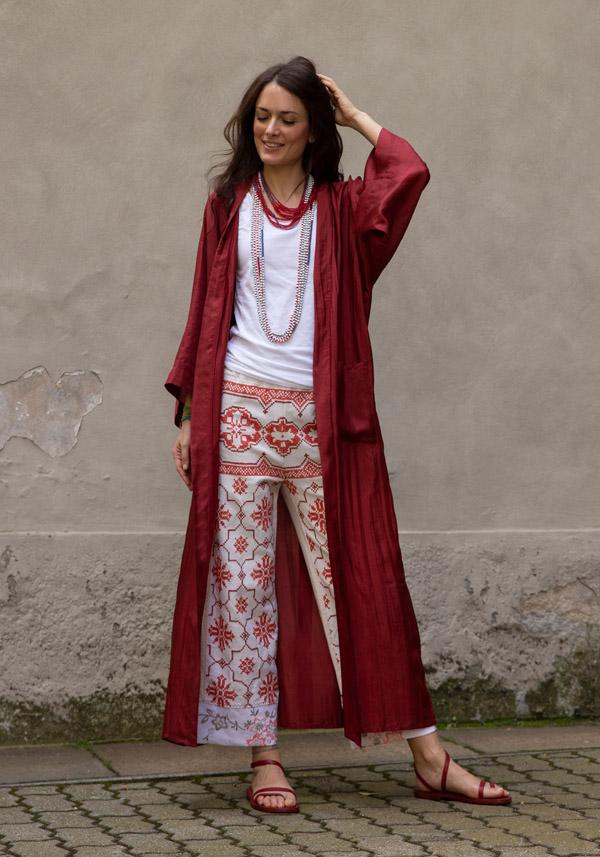 Rose & Lini THE ROSE IBIZA SILK “GOWN KIMONO” BRICK RED Offerte