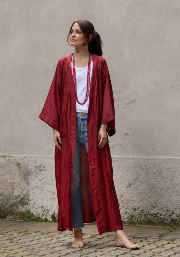 Rose & Lini THE ROSE IBIZA SILK “GOWN KIMONO” BRICK RED Offerte