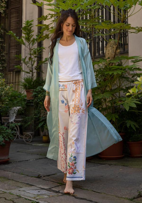 Rose & Lini THE ROSE IBIZA SILK “GOWN KIMONO” SKY Vendita Economica