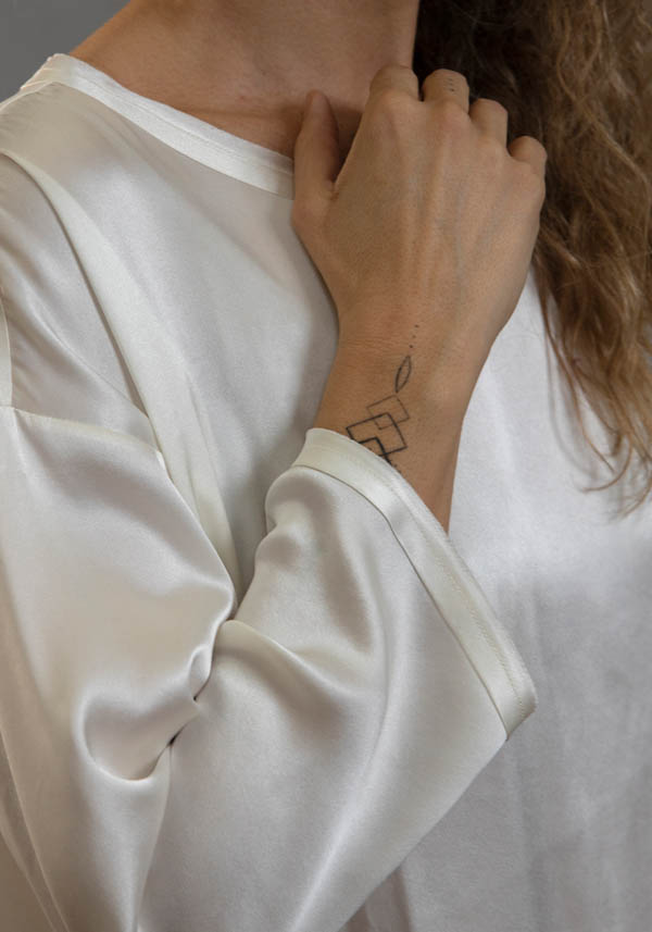 Rose & Lini INBACX SILK “MALTA” WHITE SHIRT Vendite Flash