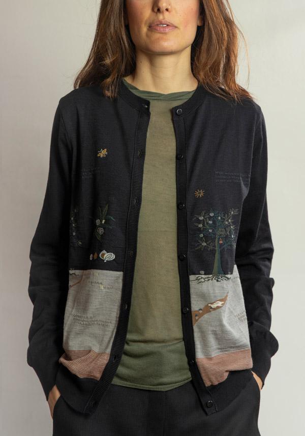 Rose & Lini ANTIPAST COTTON & CASHMERE “CARDIGAN NF104-790” BLACK Nuova