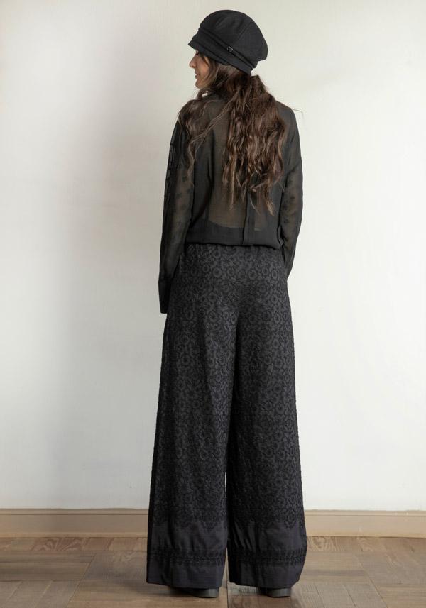 Rose & Lini ANTIPAST COTTON & SILK EMBROIDERED “TROUSERS EP210” BLACK Moda