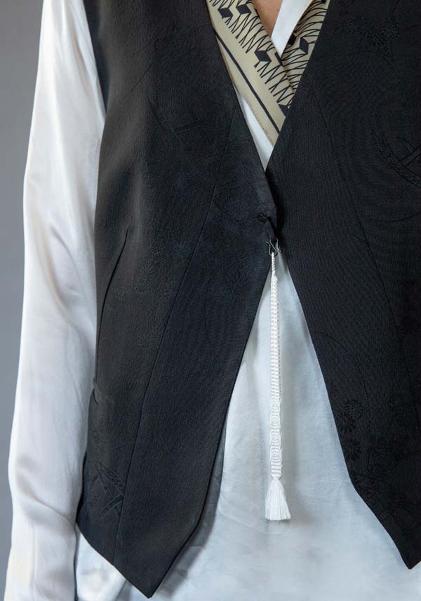 Rose & Lini IBRIGU SILK “GILET 011K” BLACK & WHITE Italy