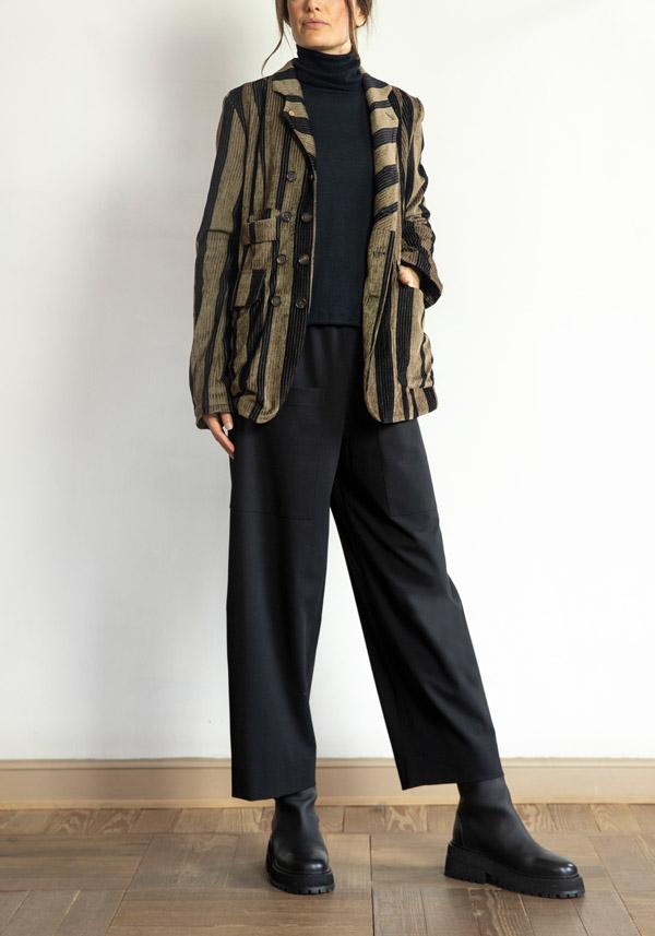 Rose & Lini ALEKSANDR MANAMIS STRIPED “JACKET 1692” BLACK & BROWN Vendita
