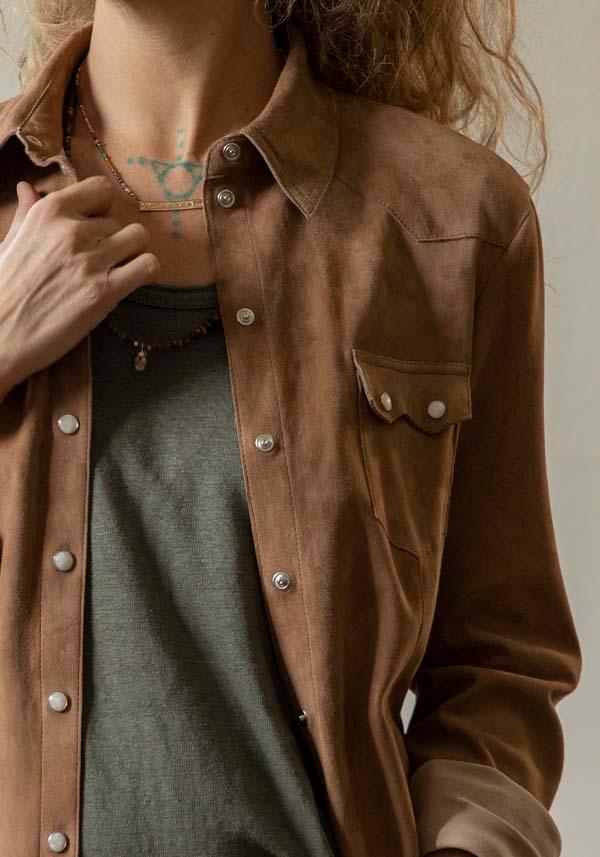 Rose & Lini DAD MILANO SUEDE “WESTERN SHIRT” CARAMEL Qualità Garantita