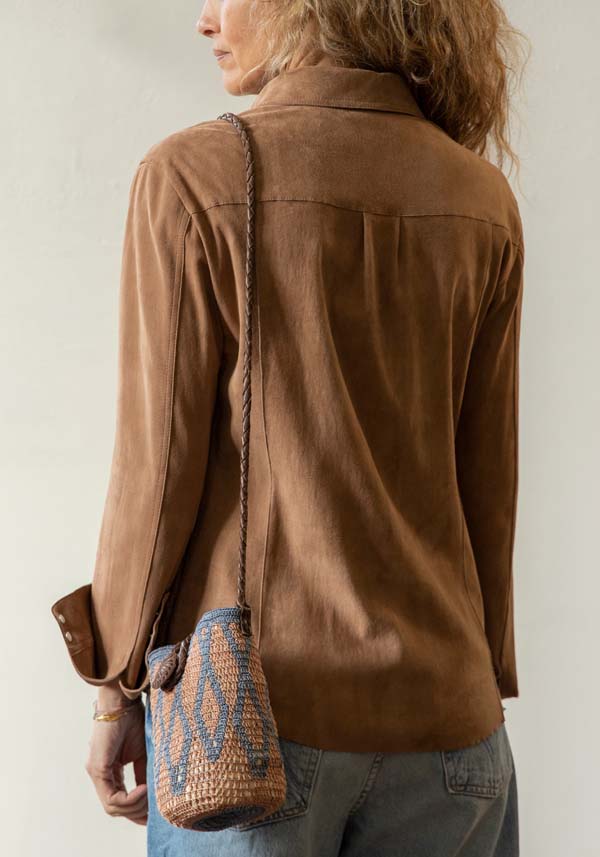 Rose & Lini DAD MILANO SUEDE “WESTERN SHIRT” CARAMEL Qualità Garantita